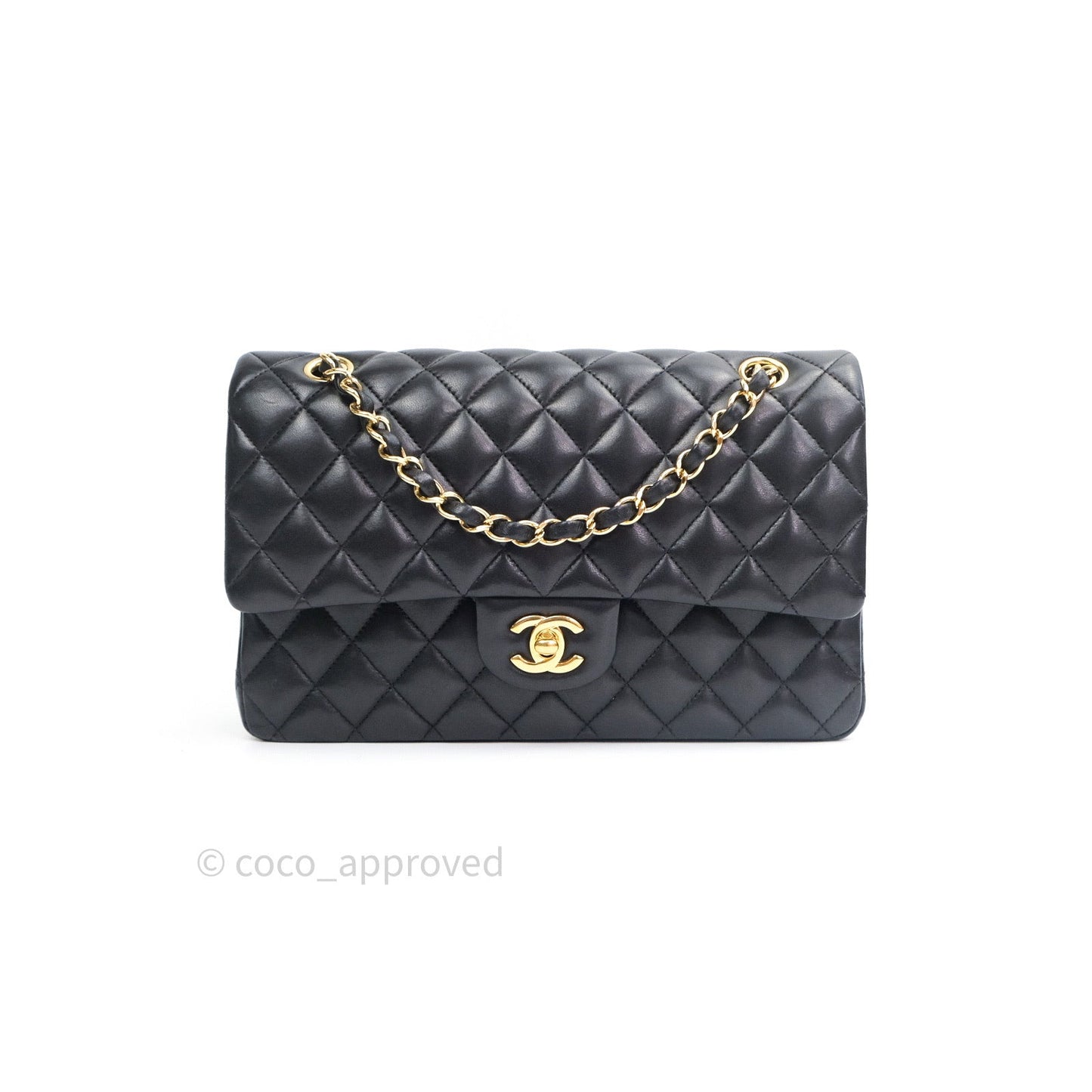 Chanel Classic M/L Black Lambskin Gold Hardware