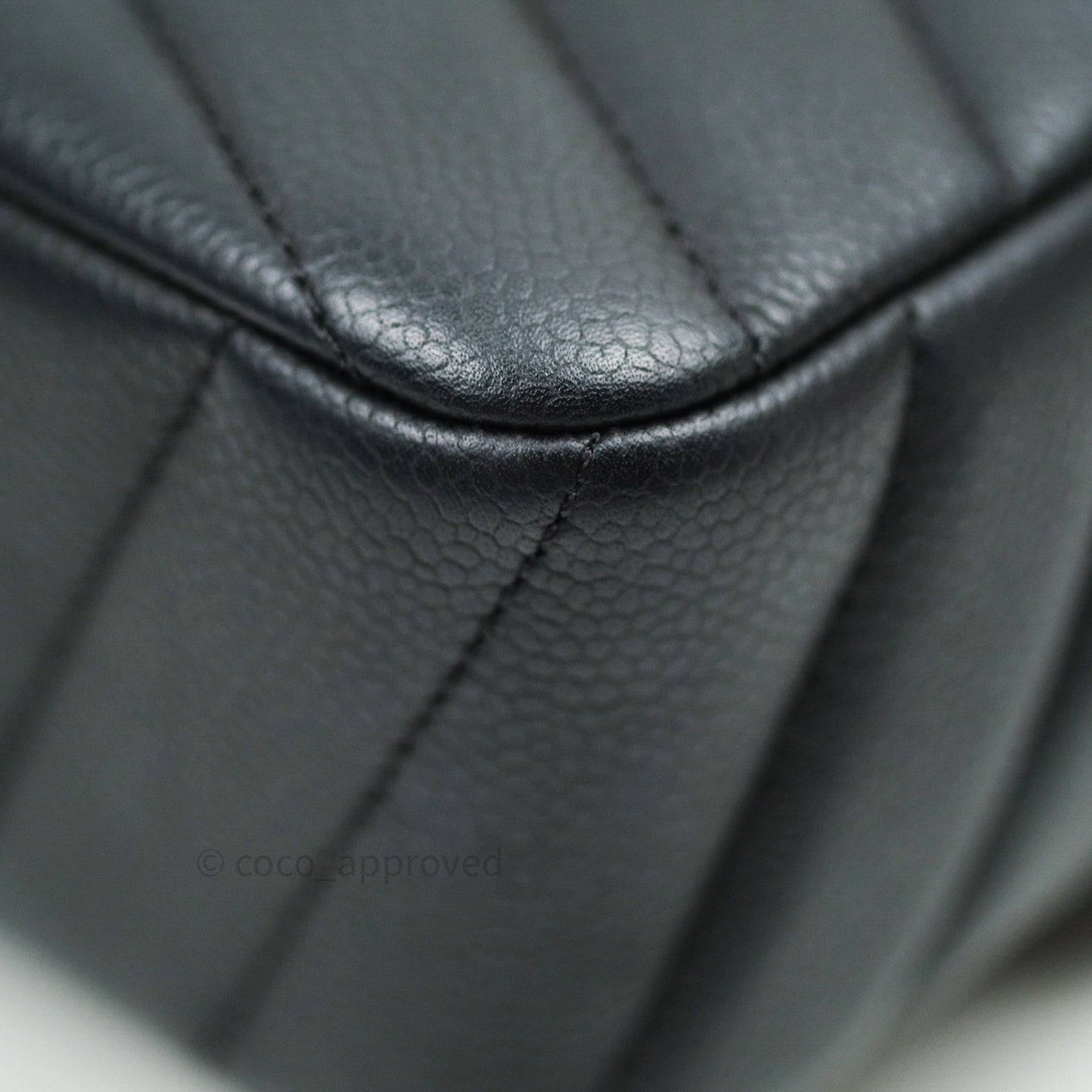 Chanel Medium Chevron Grained Calfskin Black Silver Hardware