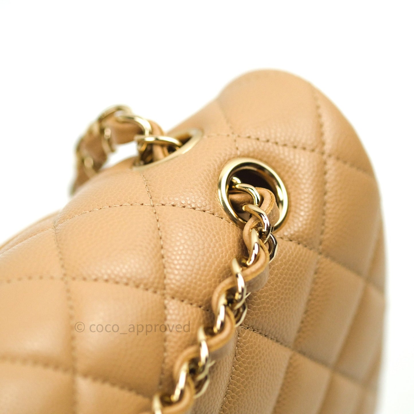 Chanel Quilted M/L Medium Double Flap Dark Beige Gold Hardware 19B