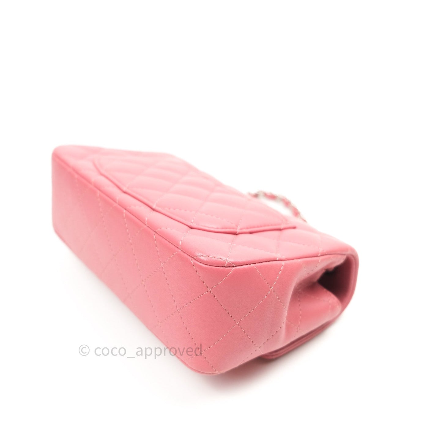 Chanel Quilted Mini Rectangular Pink Lambskin Silver Hardware