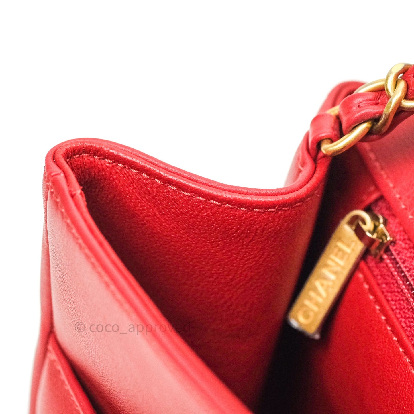 Chanel Quilted Chevron In The City Bag Red Calfskin Gold Hardware