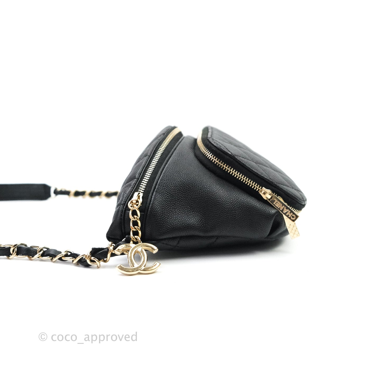 Chanel Quilted Business Affinity Waist Belt Bag Black Caviar Gold Hardware