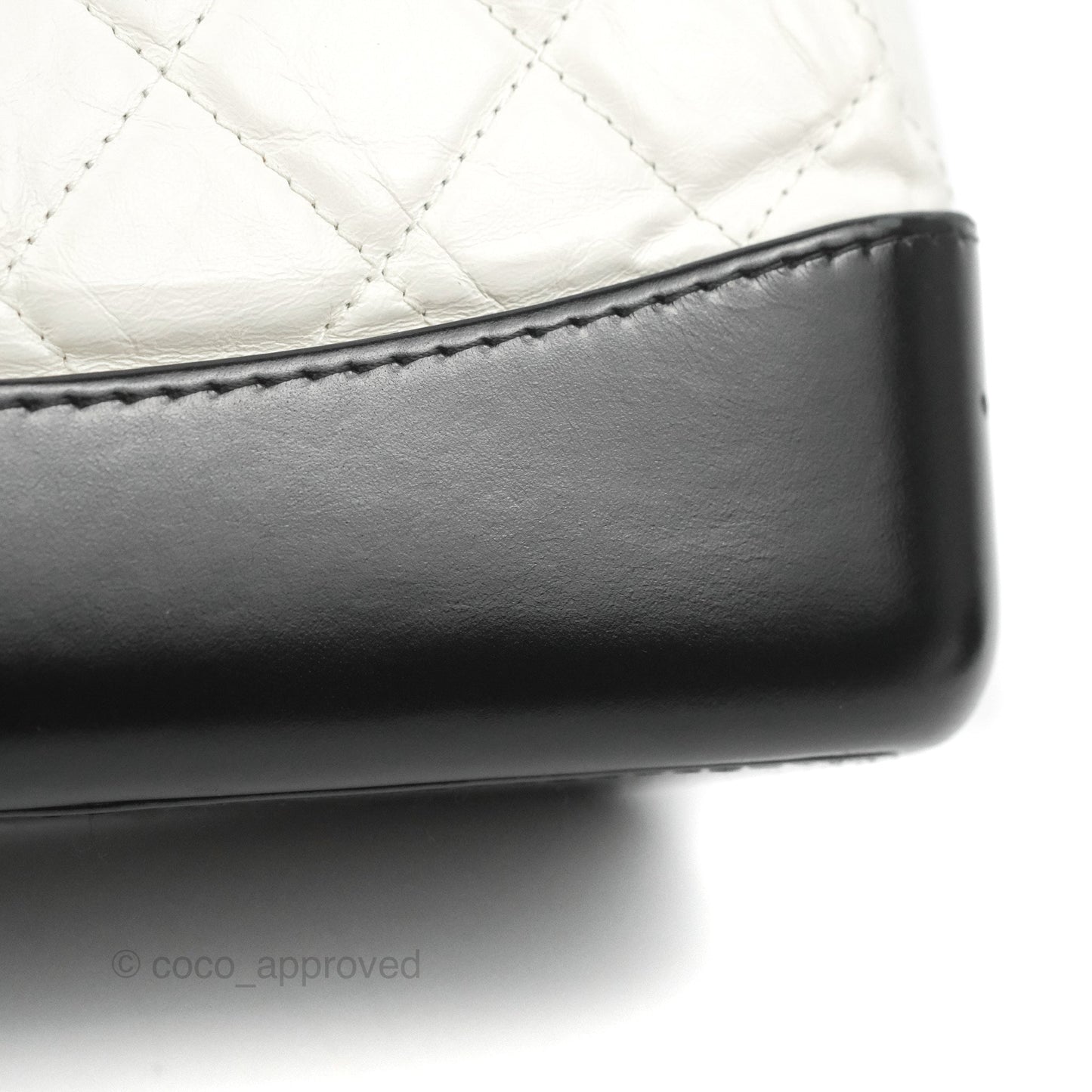 Chanel Small Gabrielle Backpack White Black Aged Calfskin
