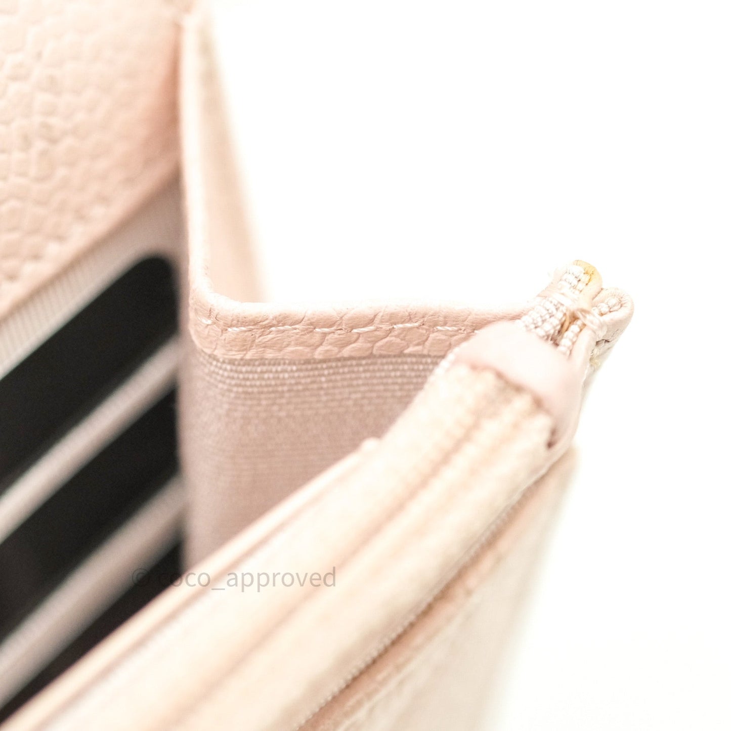 Chanel Quilted Wallet on Chain WOC Sakura Pink Caviar Silver Hardware