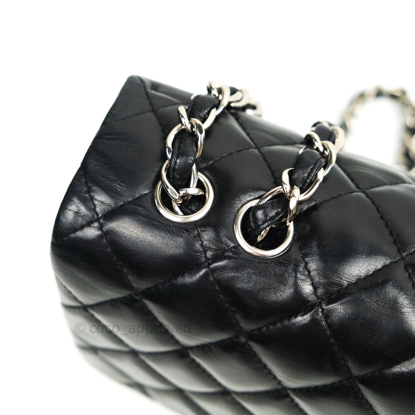 Chanel Classic Quilted Jumbo Single Flap Black Lambskin Silver Hardware⁣⁣