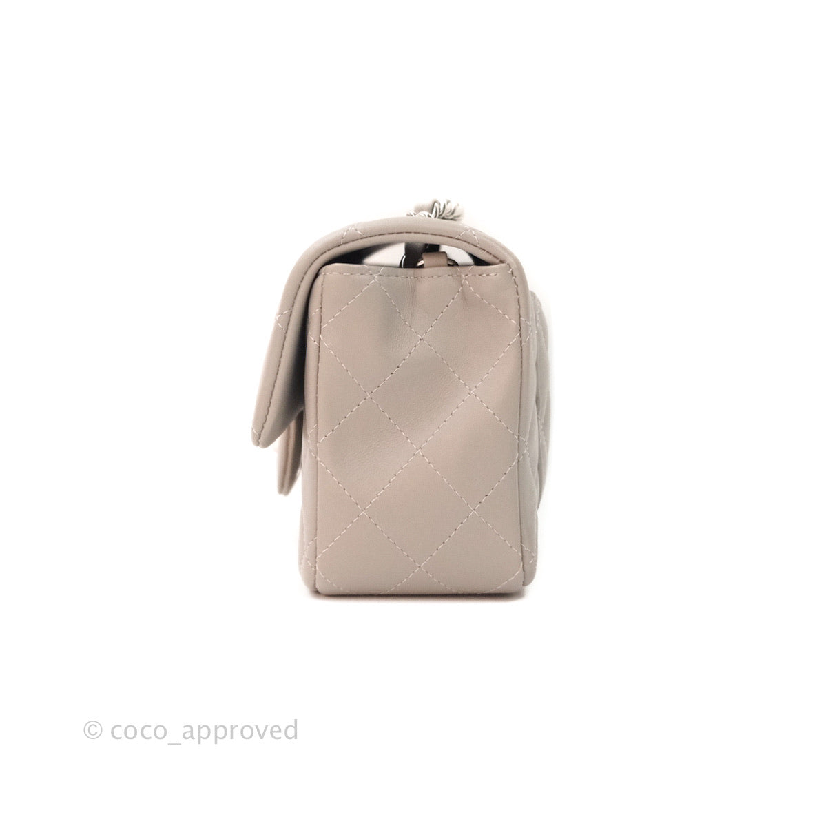 Chanel Quilted Mini Rectangular Flap Grey Lambskin Silver Hardware