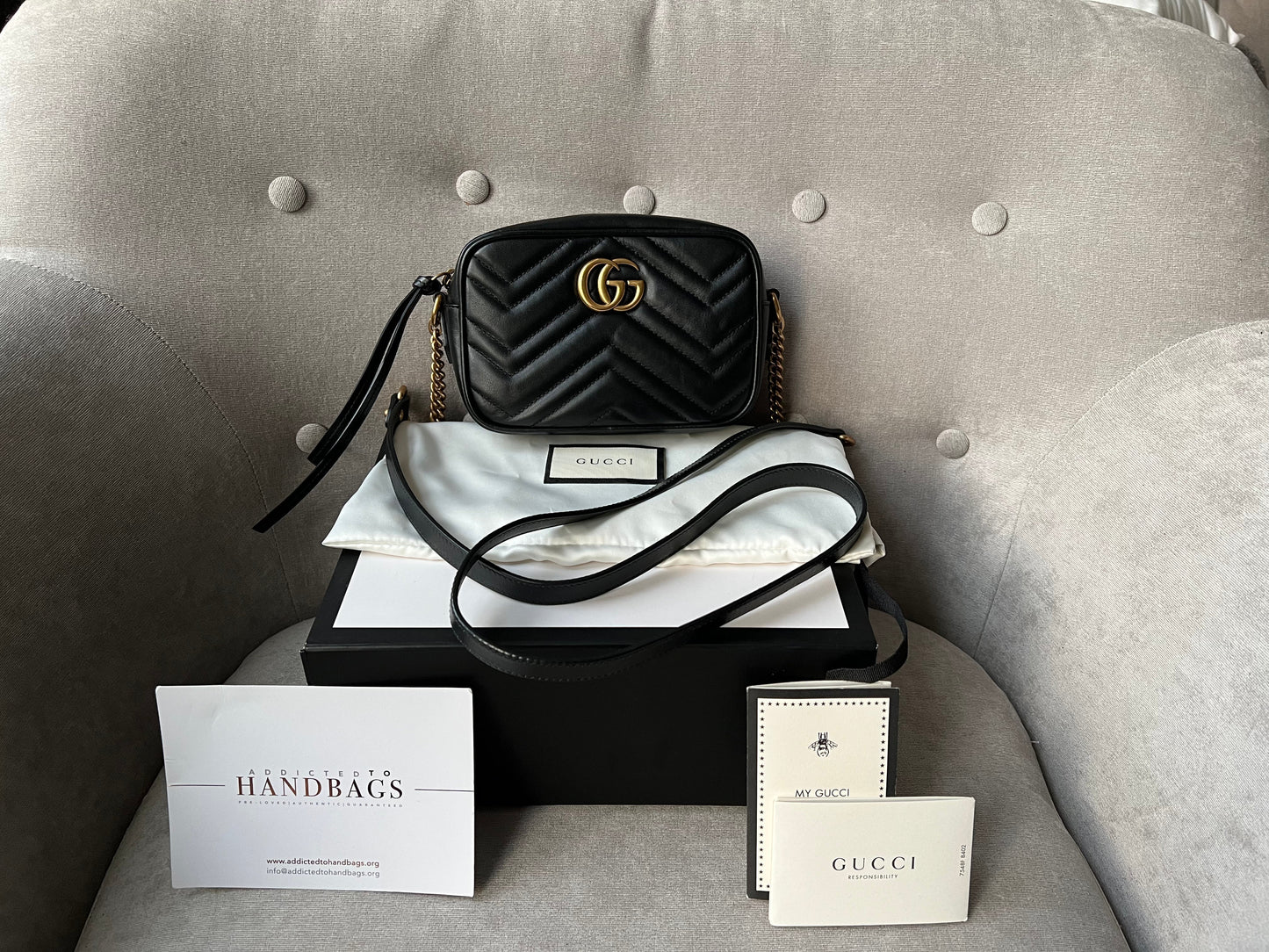 Luxury Gucci GG Black Marmont Mini Shoulder Bag ( 1,160)