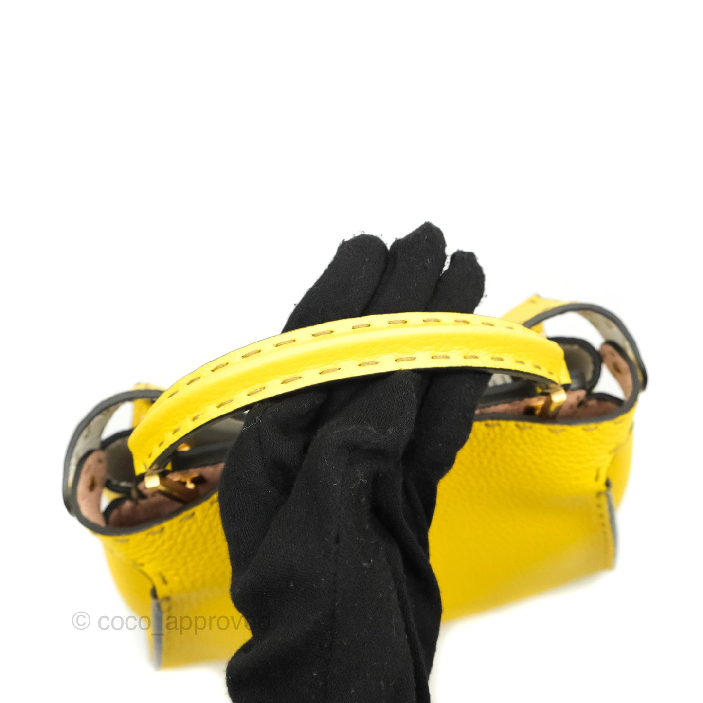 Fendi Small Peekaboo Iseeu Yellow Grained Leather Gold Hardware
