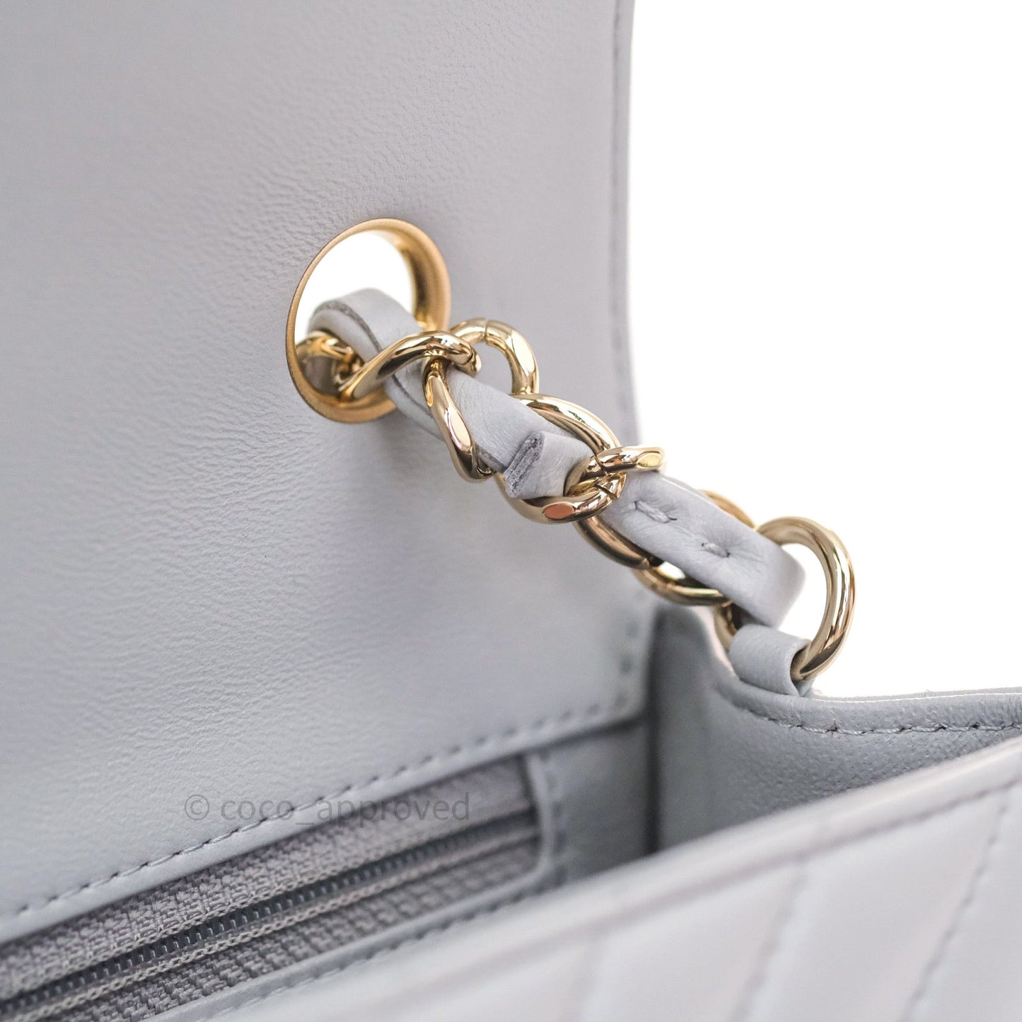 Chanel Quilted Mini Rectangular Grey Lambskin Gold Hardware