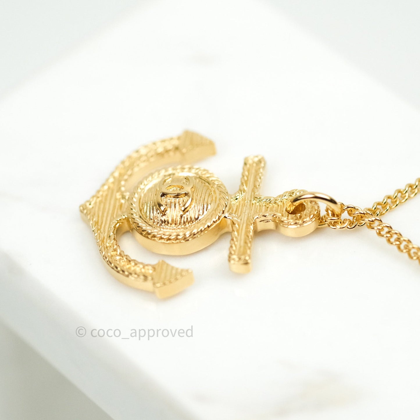 Chanel CC Anchor Pendant Gold Necklace