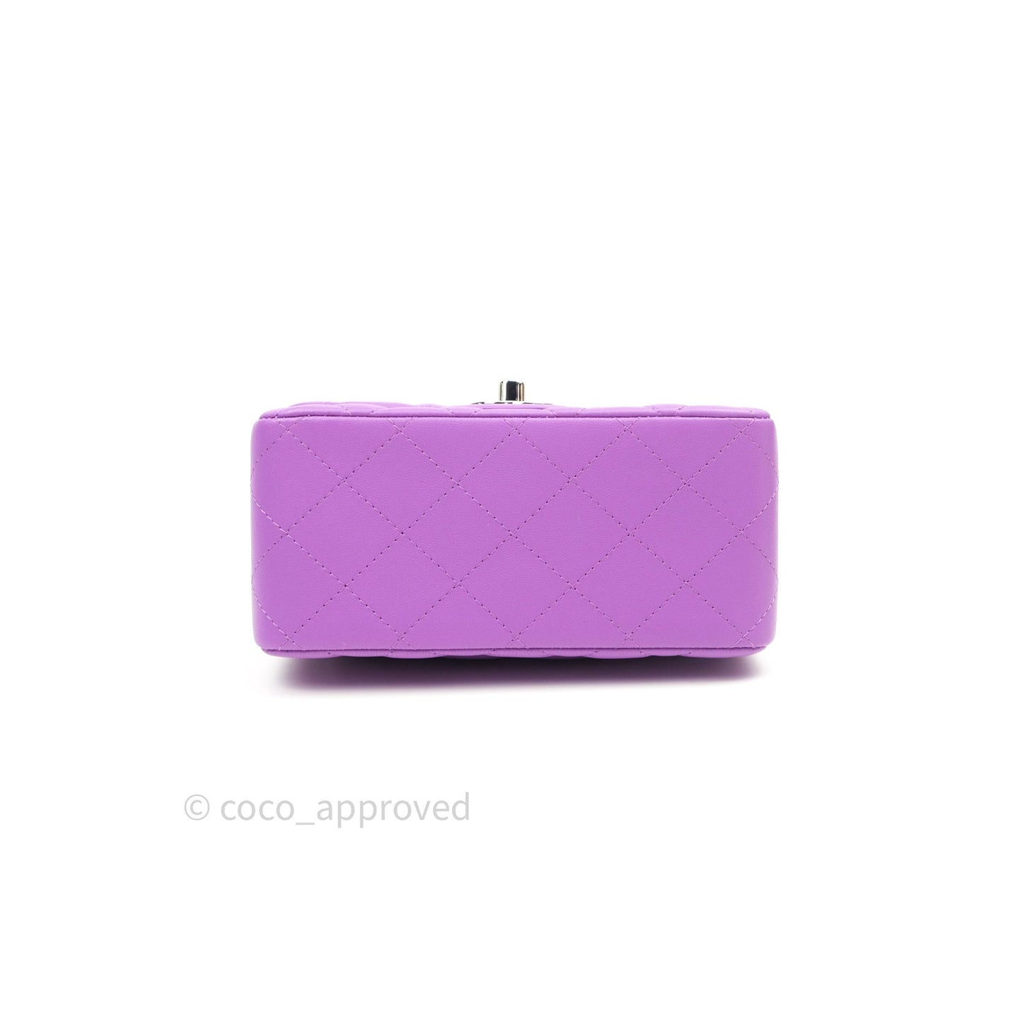 Chanel Mini Square Purple Lambskin Silver Hardware