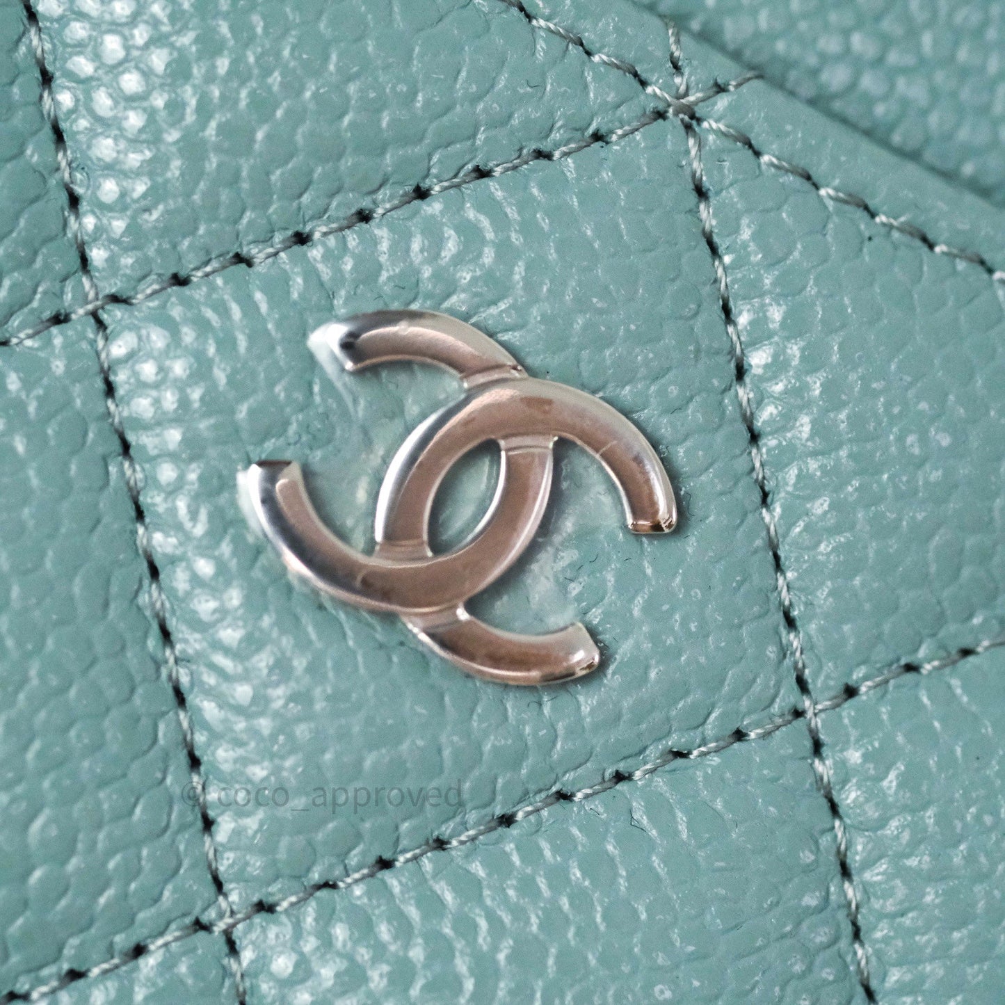 Chanel Quilted Classic Blue Caviar Silver Hardware Flat Card Holder