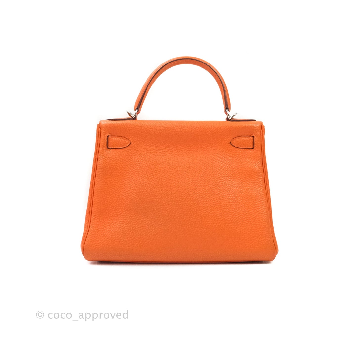 Hermès Kelly 28 Orange Palladium Hardware Togo