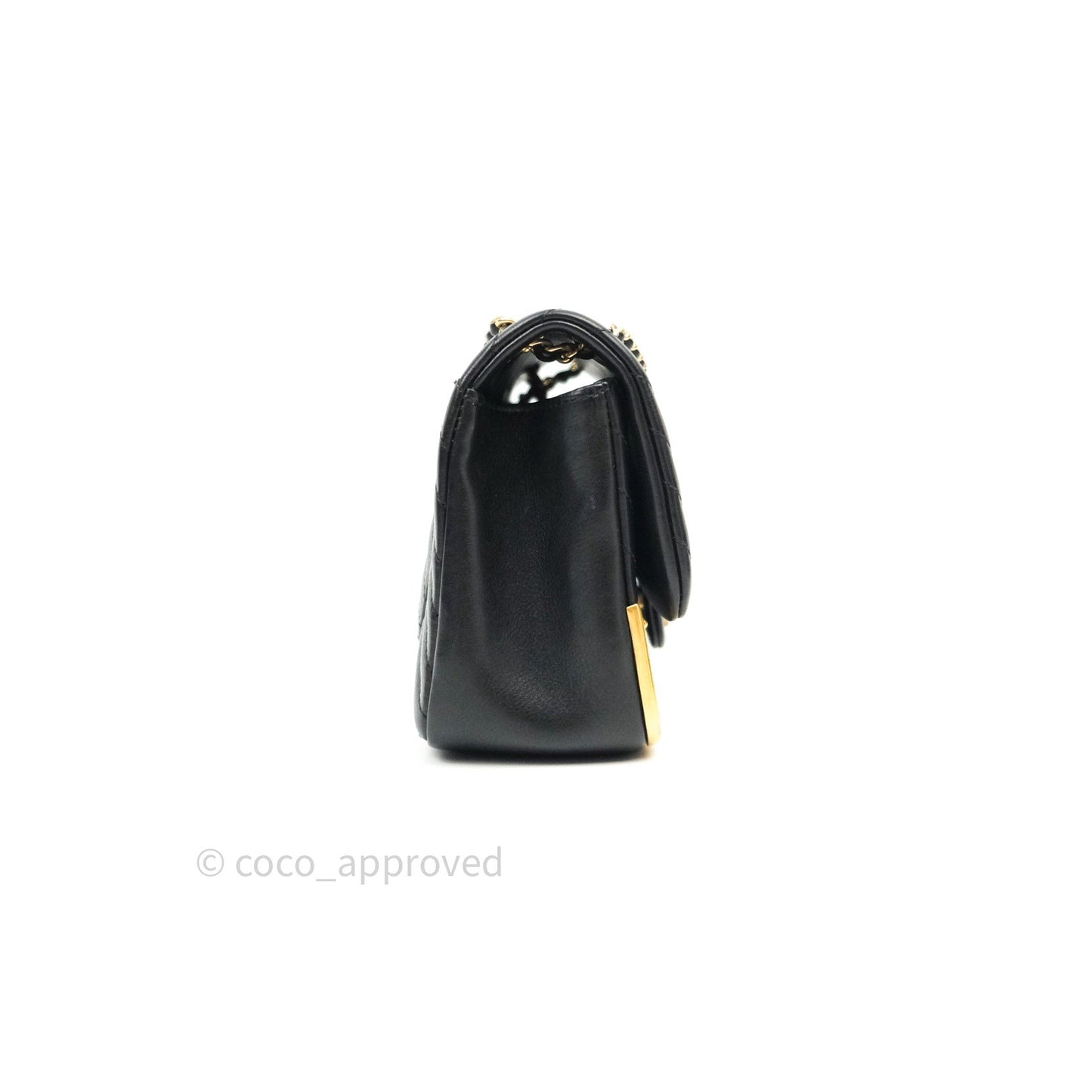 Chanel Chevron Rock The Corner Mini Black Calfskin Gold Hardware 18A