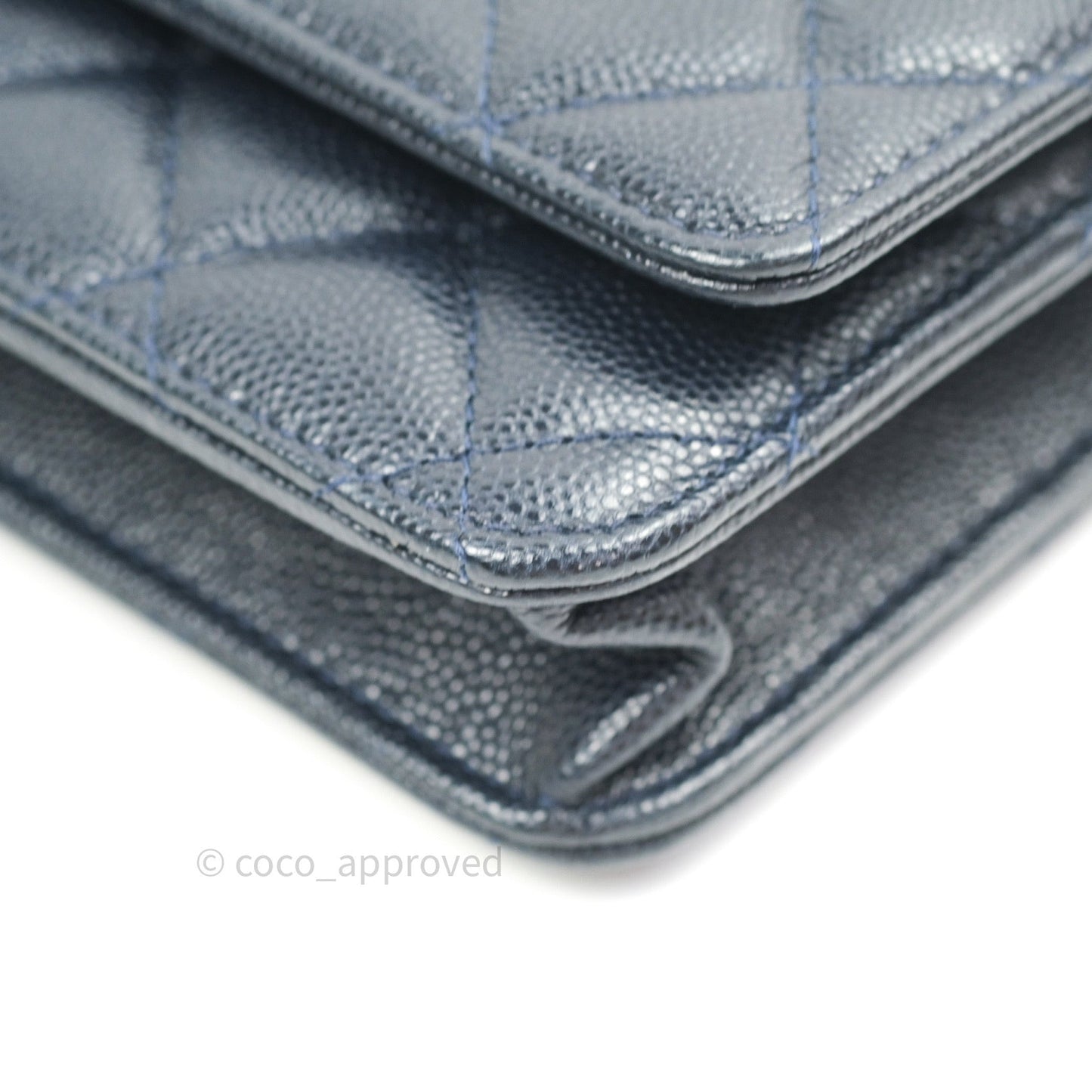 Chanel Quilted Wallet on Chain WOC Navy Caviar Gold Hardware