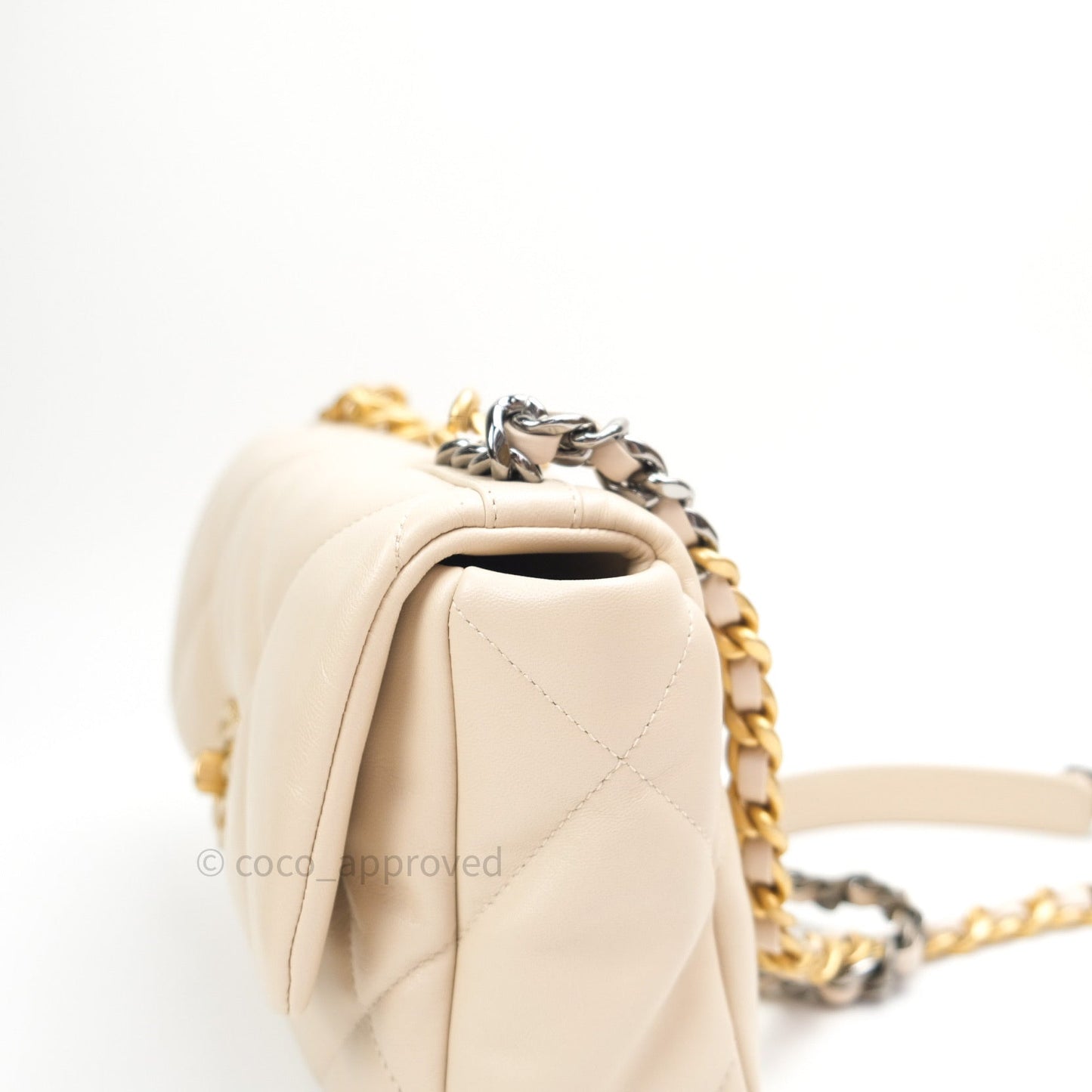 Chanel 19 Small Beige Goatskin Mixed Hardware