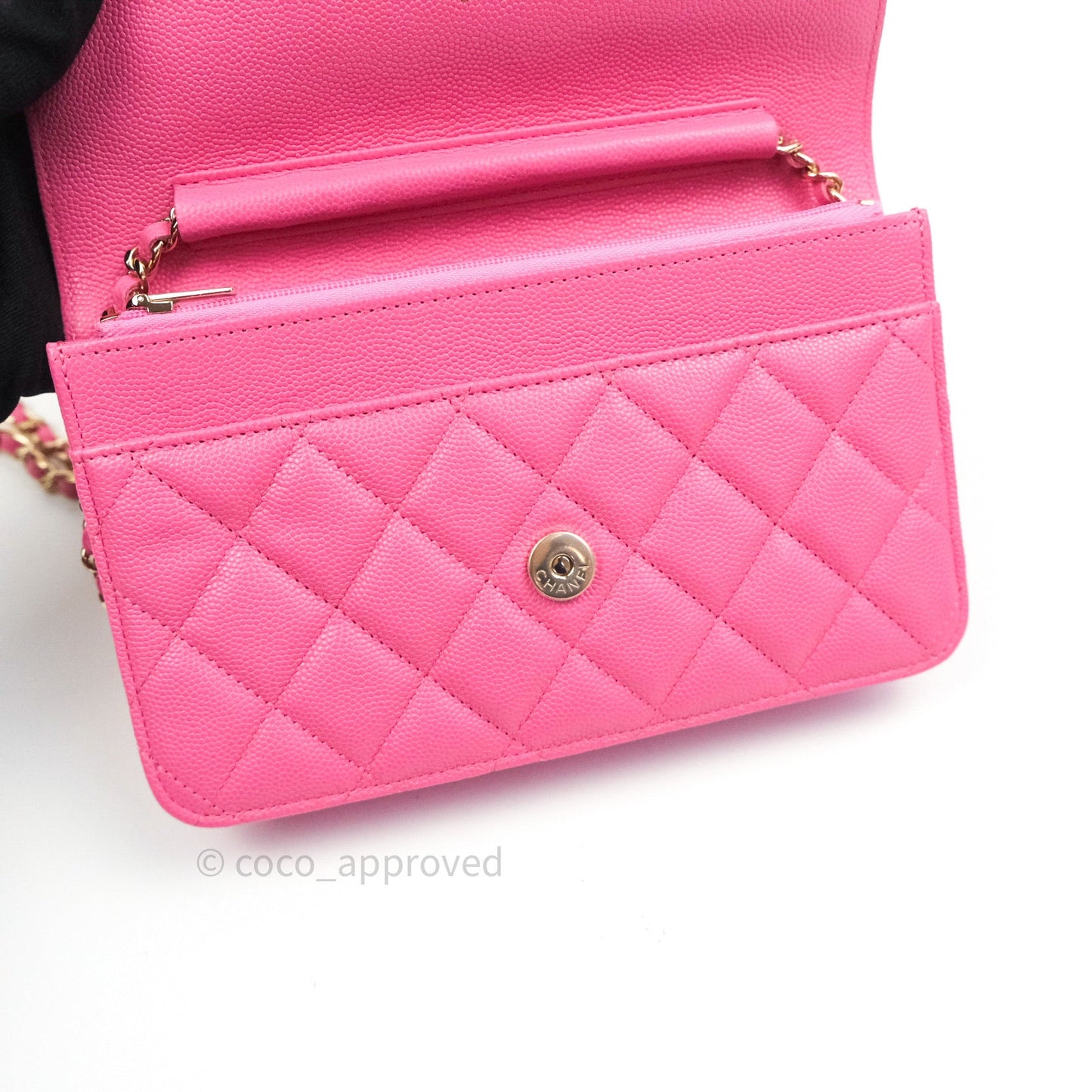 Chanel Caviar Quilted Wallet on Chain WOC Pink Light Gold Hardware 20S