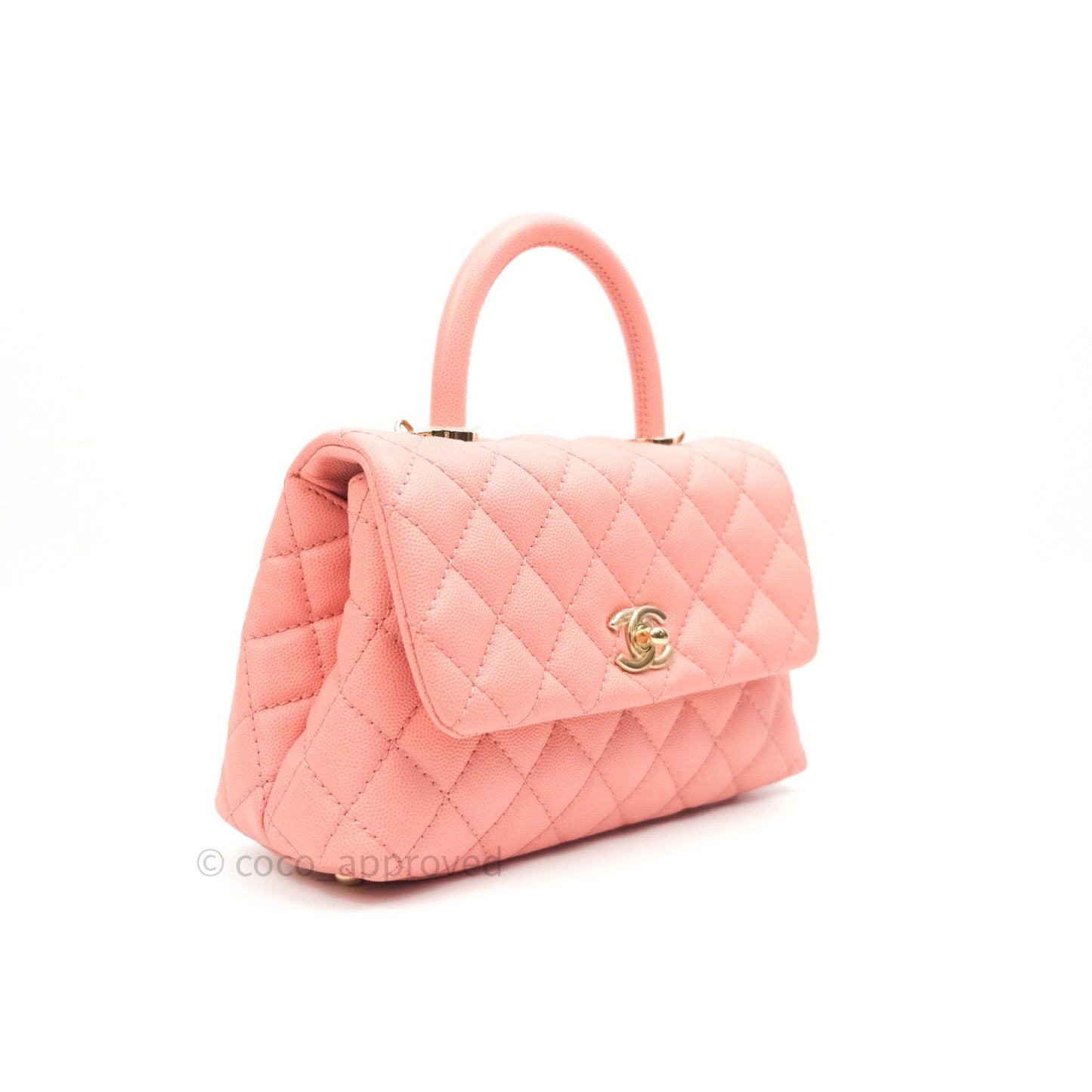 Chanel Mini Coco Handle Pink Caviar Quilted Gold Hardware