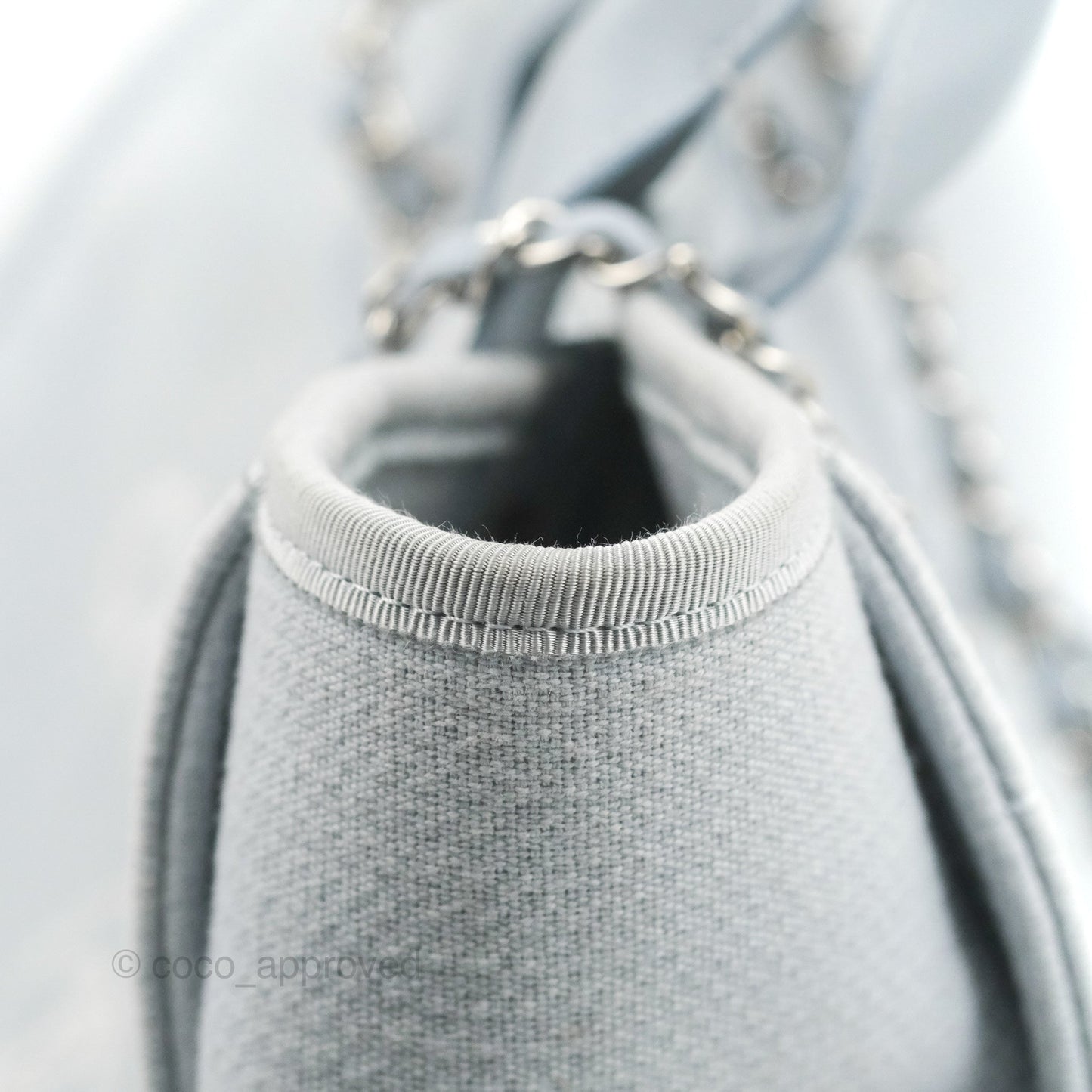 Chanel New Small Deauville Tote Light Blue Silver Hardware