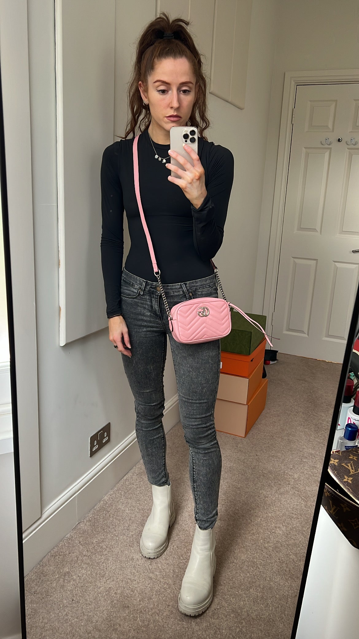 Luxury Gucci GG Pale Pink Marmont Mini Shoulder Bag ( 1,160)