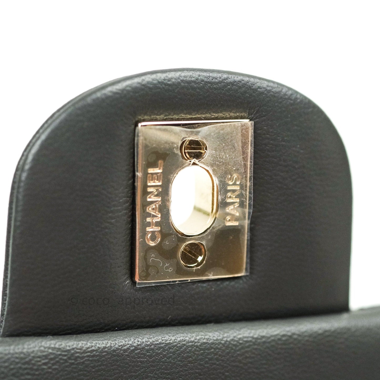 Chanel Quilted Mini Rectangular Dark Grey Lambskin Gold Hardware