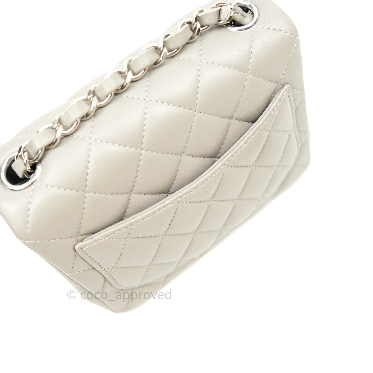 Chanel Mini Square Grey Lambskin Silver Hardware 19B