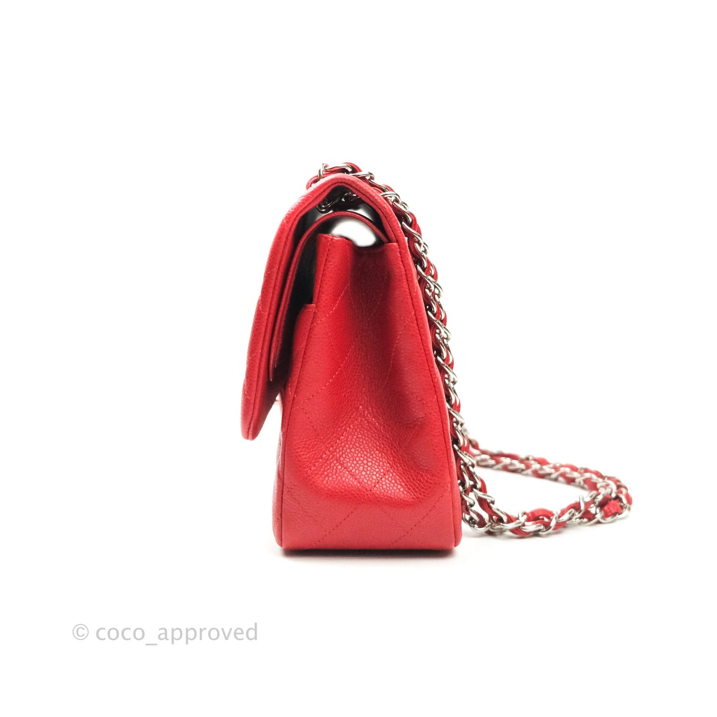 Chanel Classic Jumbo Double Flap Red Caviar Silver Hardware⁣⁣