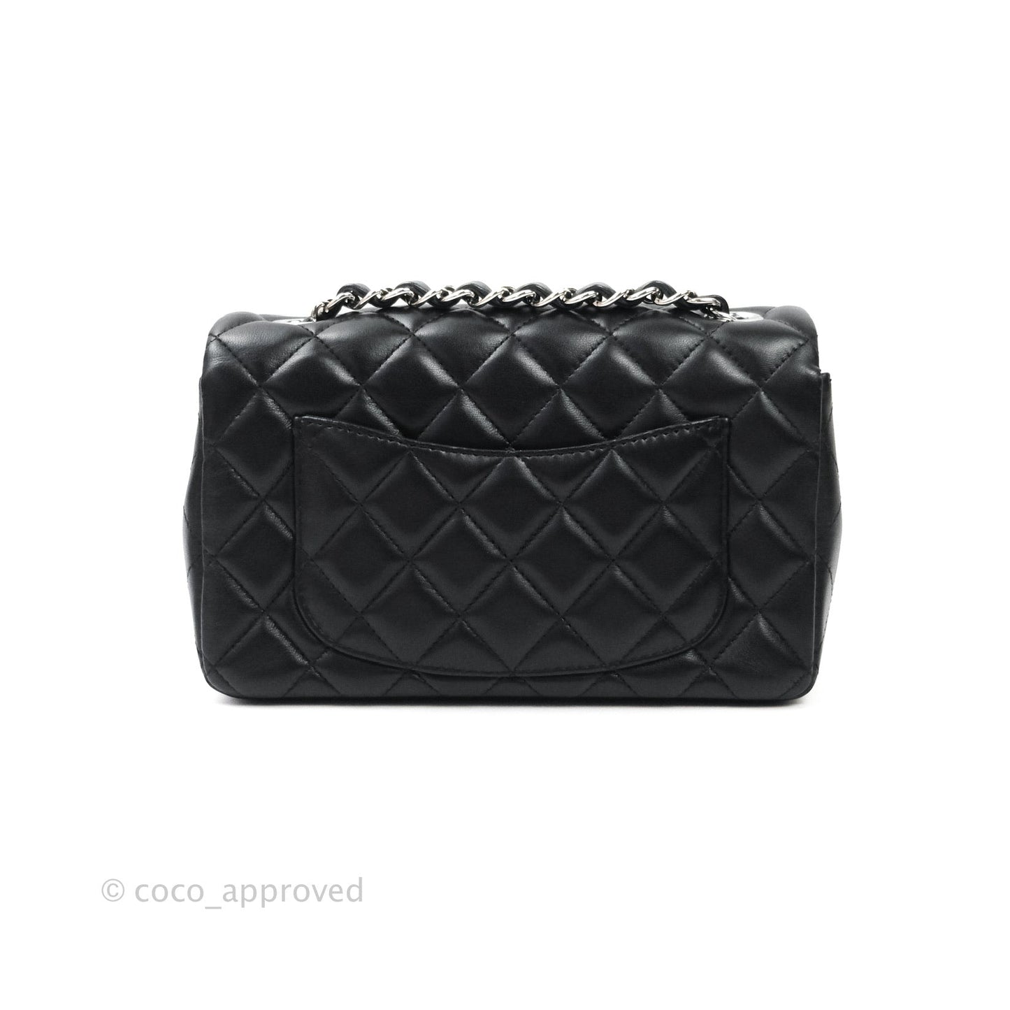 Chanel Quilted Mini Rectangular Black Lambskin Silver Hardware