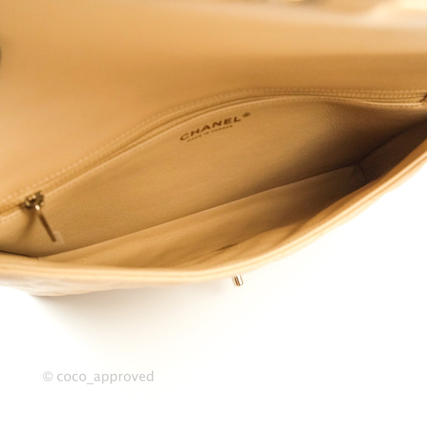 Chanel Timeless Clutch Beige Caviar Gold Hardware