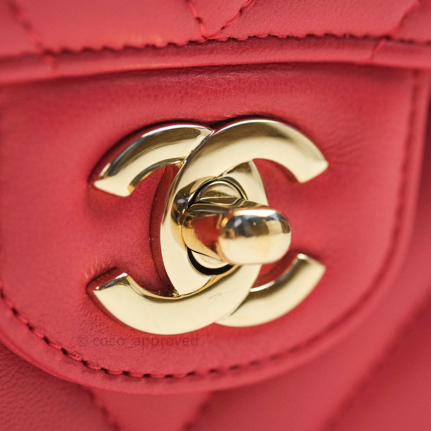 Chanel Chevron M/L Medium Double Flap Bag Dark Pink Lambskin Gold Hardware