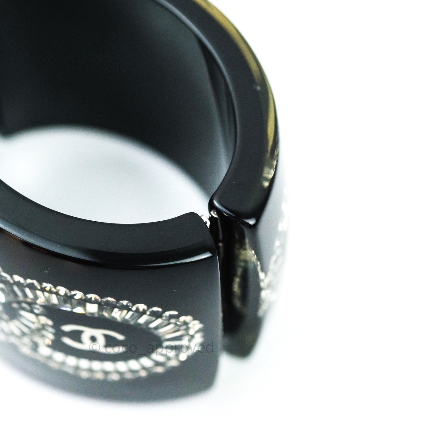 Chanel Resin Strass CC Crystal Cuff Black