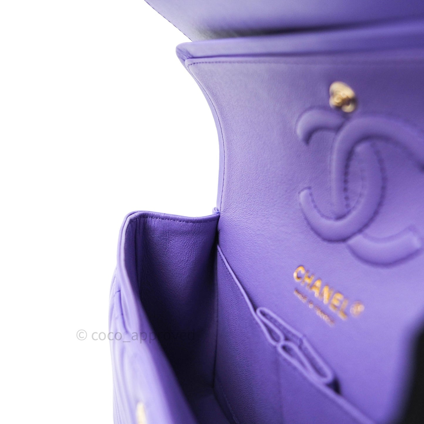 Chanel Classic Small S/M Flap Purple Lambskin Light Gold Hardware
