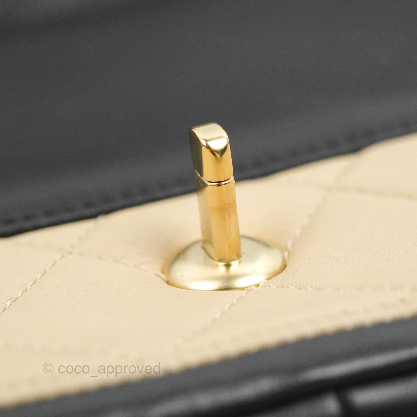 Chanel Quilted Graphic Flap Bag Black/Beige Calfskin Gold Hardware