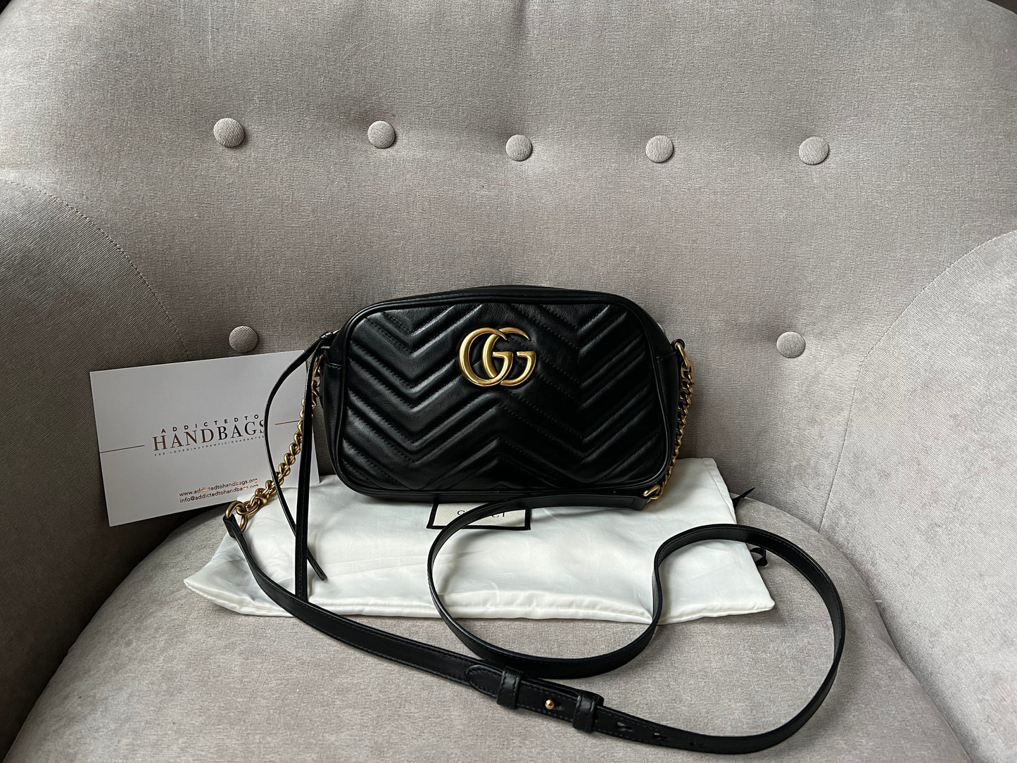 Luxury Gucci GG Black Marmont Small Shoulder Bag