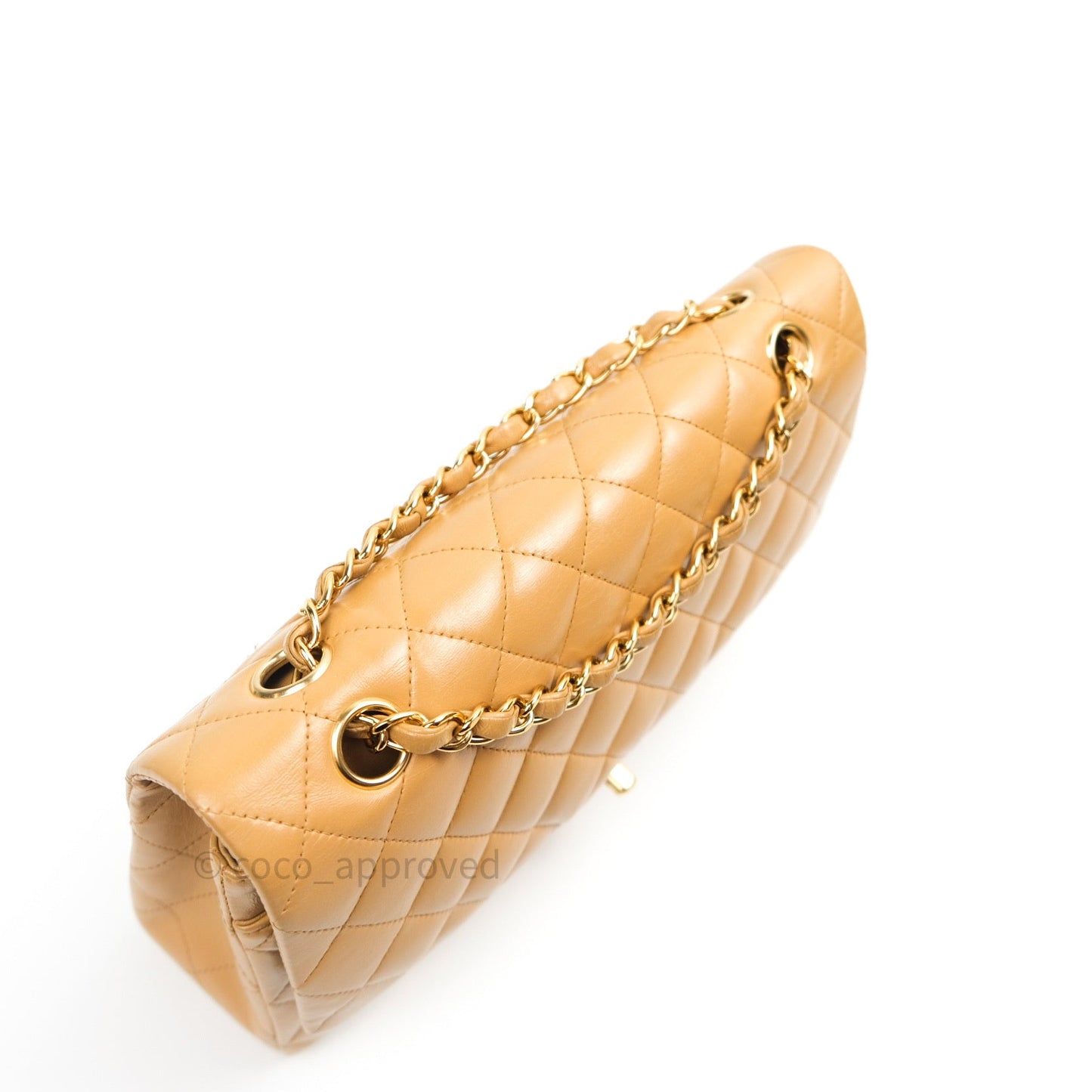 Chanel Vintage Classic M/L Beige Lambskin 24K Gold Hardware
