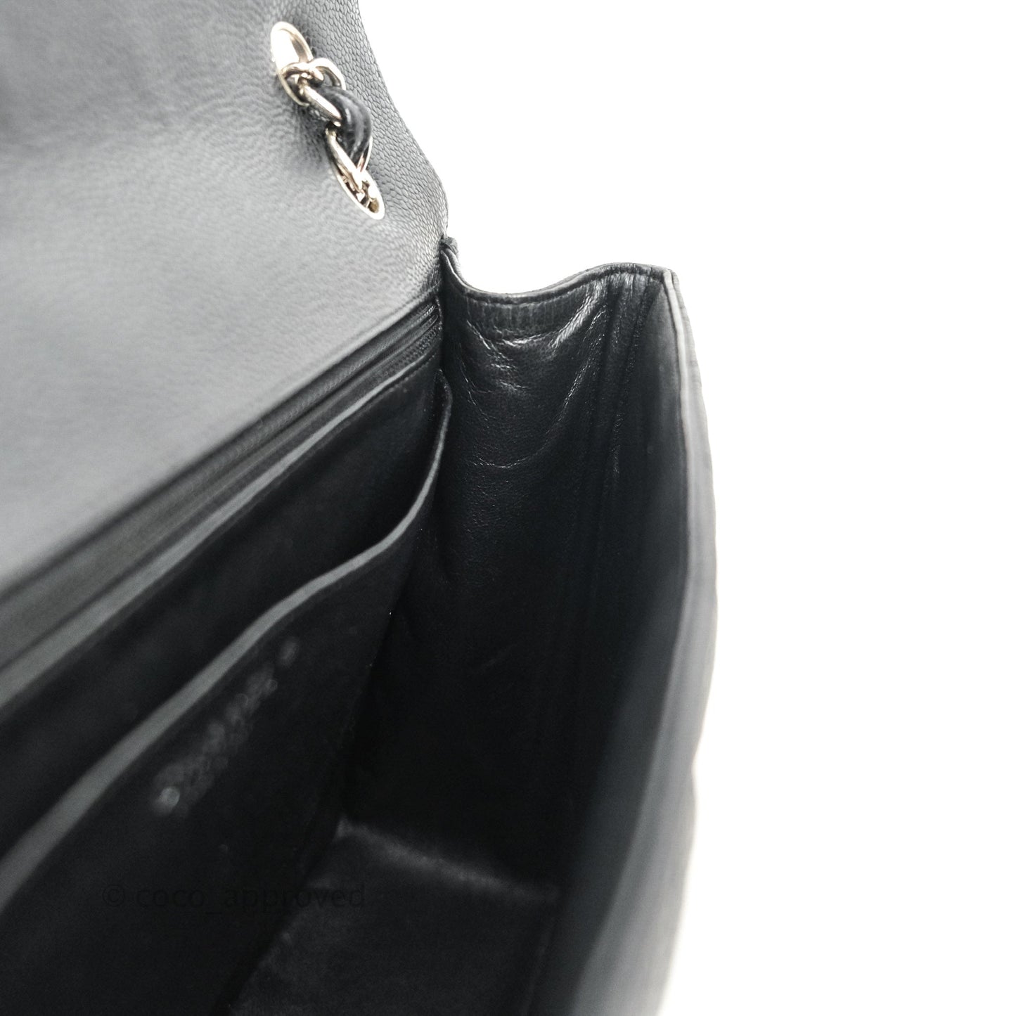 Chanel Single Flap Maxi Caviar Black Silver Hardware