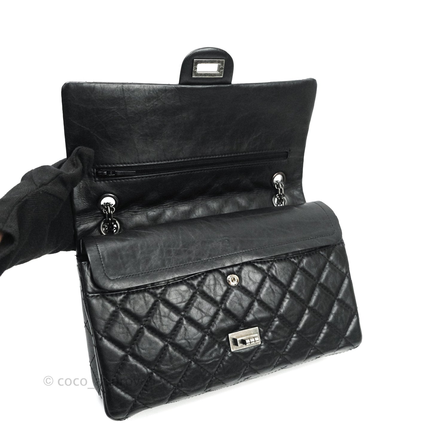 Chanel Reissue Quilted Aged Calfskin Black Ruthenium Hardware 226