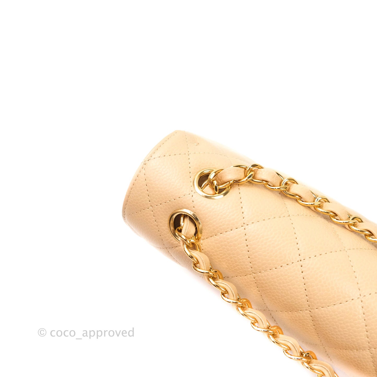 Chanel Classic M/L Medium Double Flap Bag Beige Caviar Gold Hardware