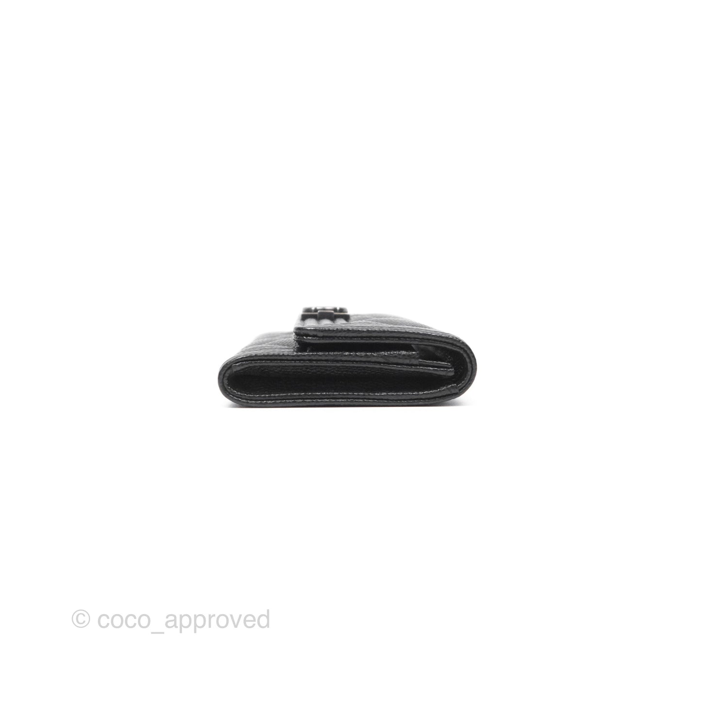 Chanel Quilted Boy Flap Card Holder Black Caviar Ruthenium Hardware