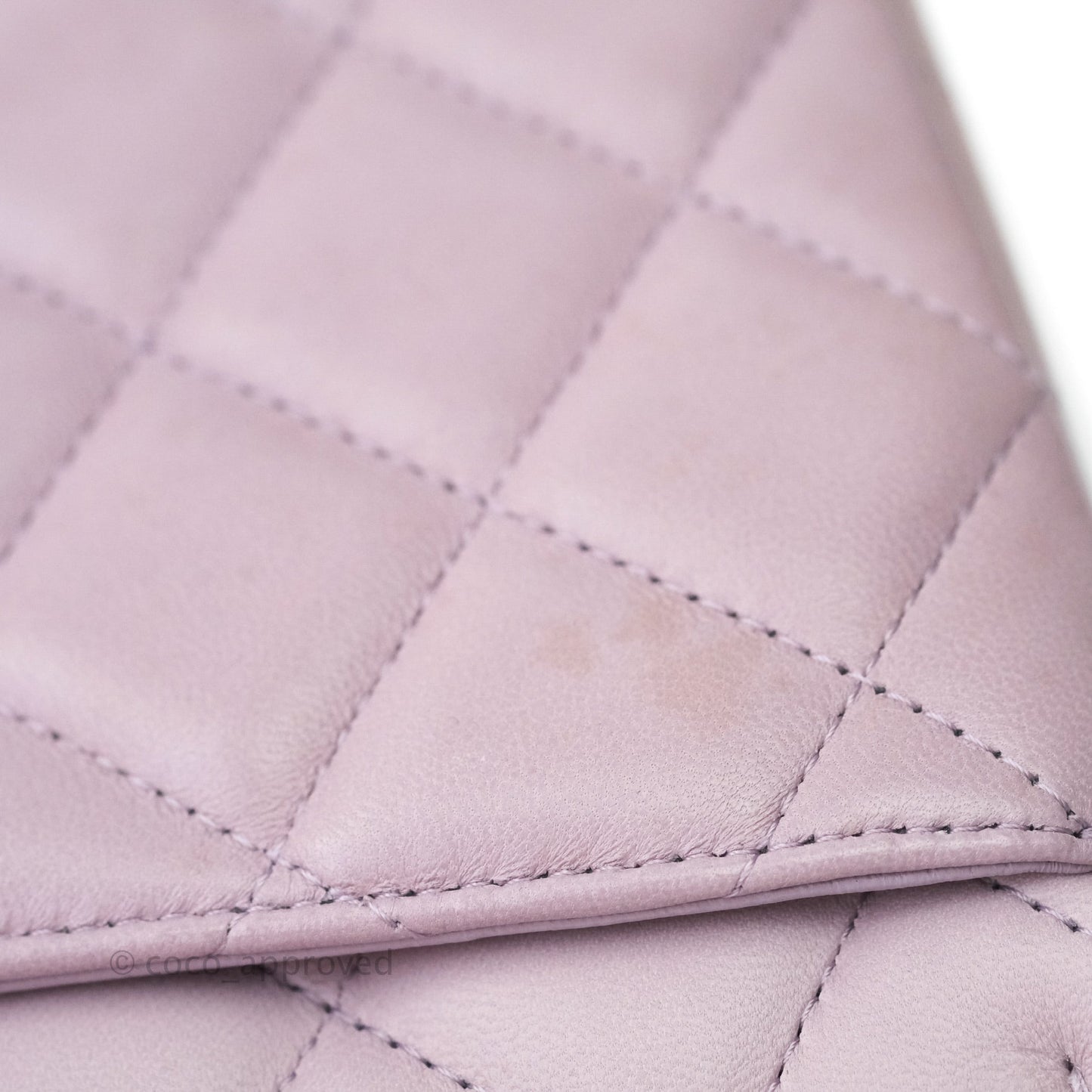 Chanel Quilted Clutch with Chain Lilac Pink Lambskin Silver Hardware