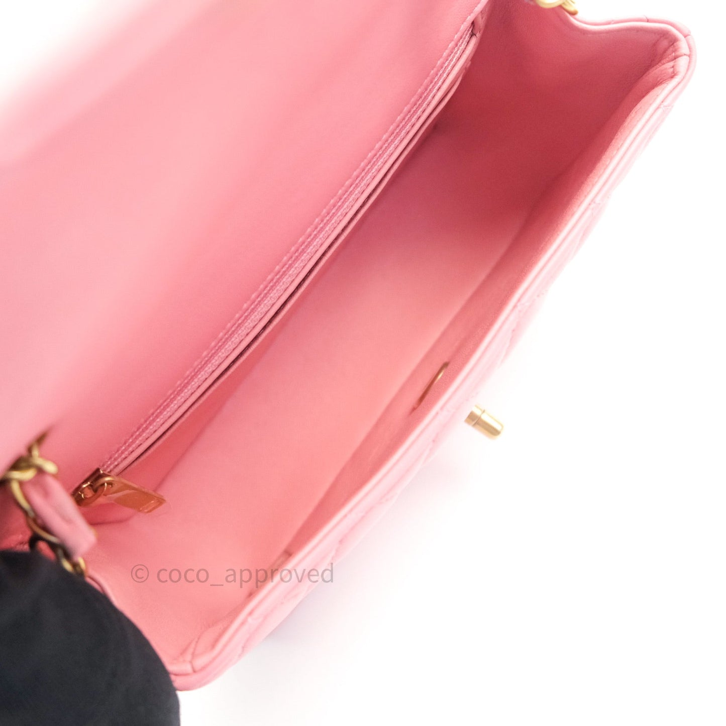 Chanel Quilted Mini Rectangular Pink Lambskin Gold Hardware