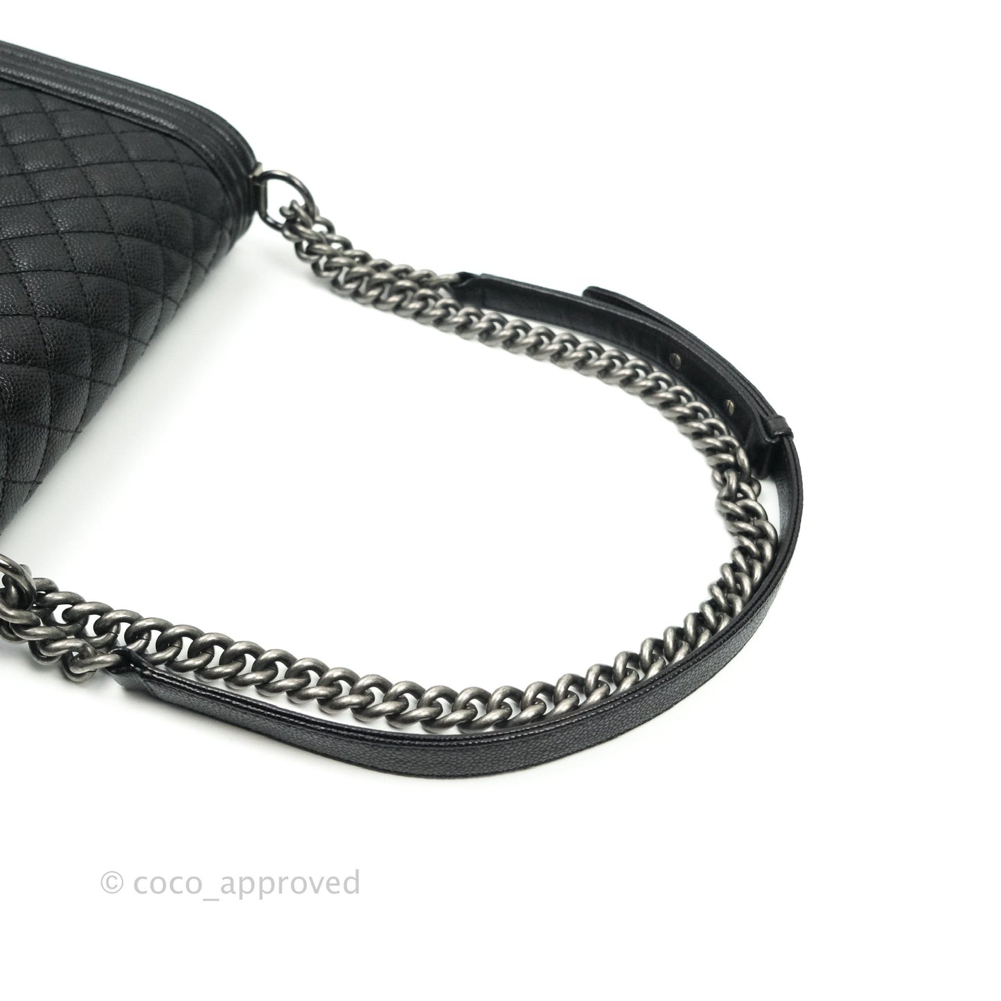 Chanel Boy Quilted Medium Black Caviar Ruthenium Hardware