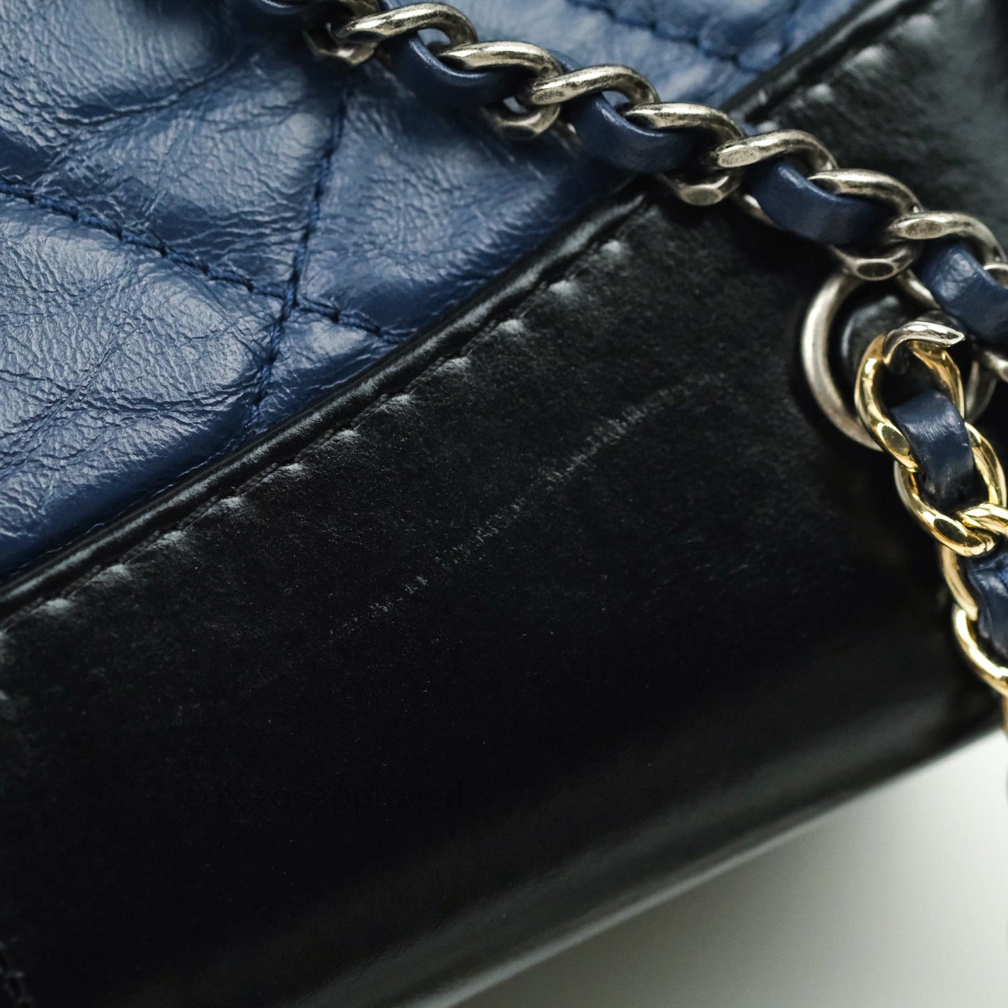 Chanel Gabrielle Backpack Black Aged Calfskin Small Navy Black
