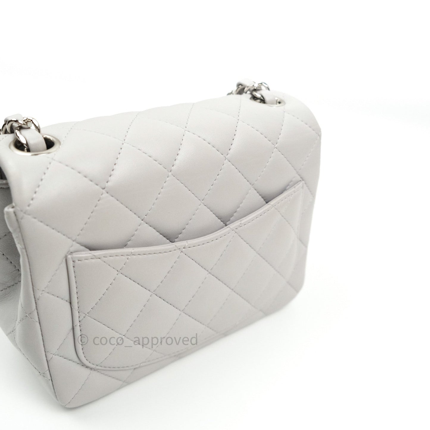 Chanel Mini Square Grey Lambskin Silver Hardware 19B