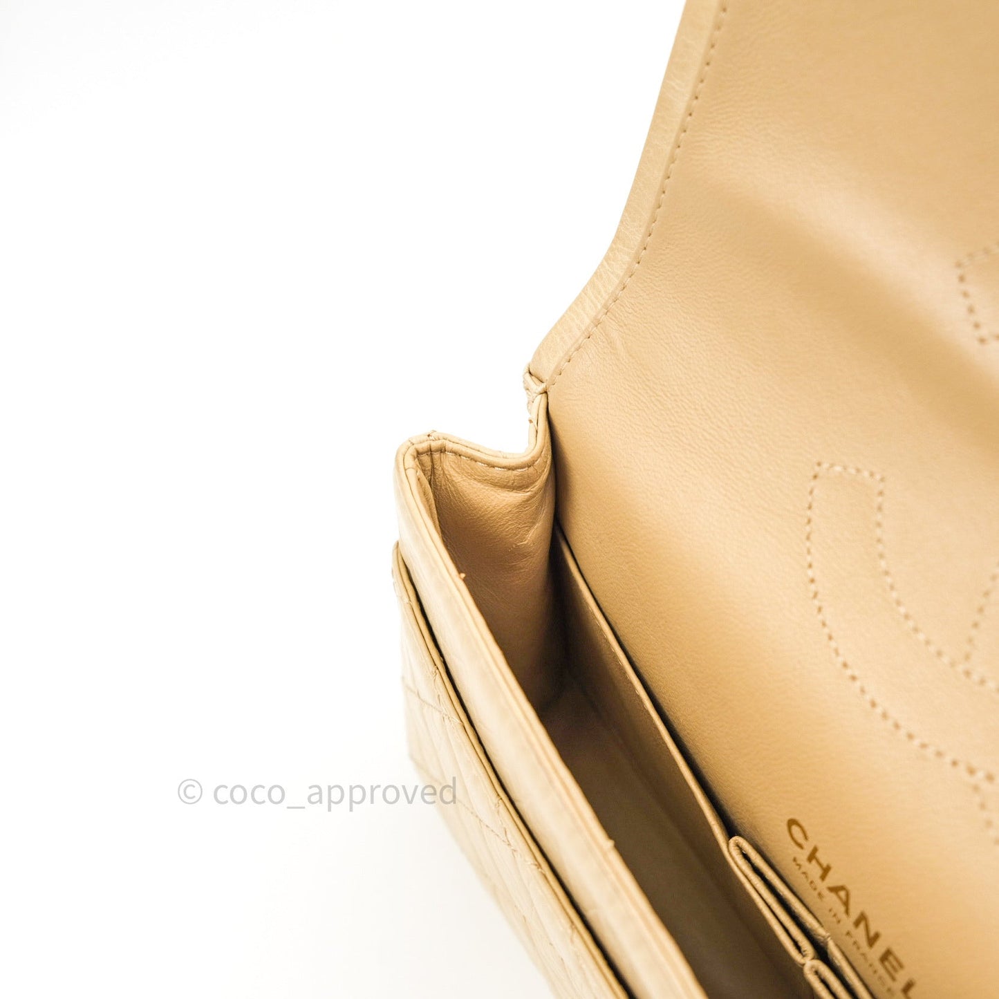 Chanel Vintage Medium Light Beige Calfskin Gold Hardware