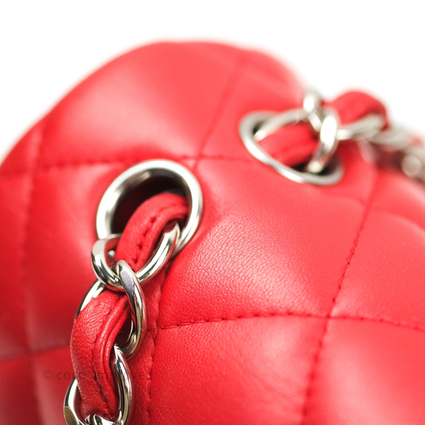 Chanel Jumbo Double Flap Red Lambskin Silver Hardware⁣⁣