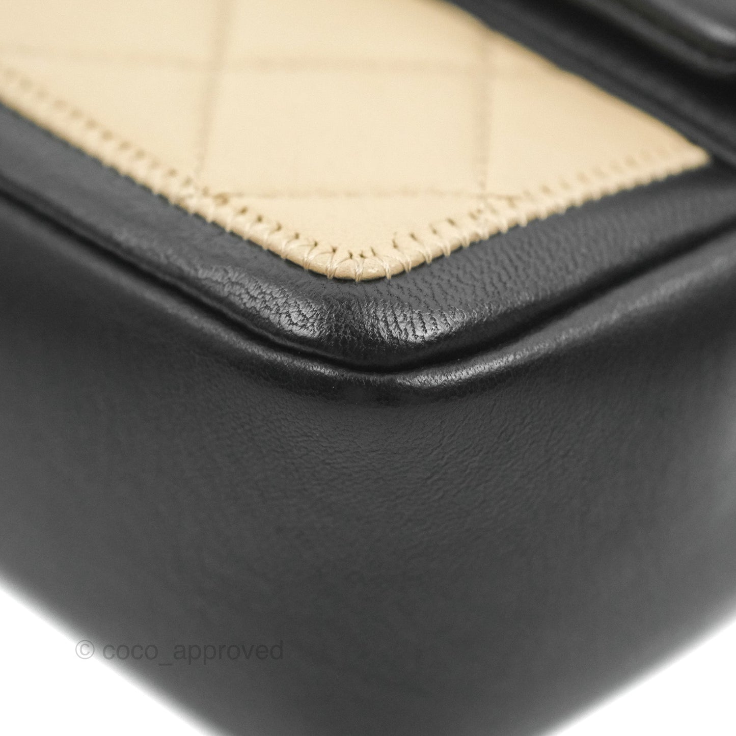 Chanel Quilted Graphic Flap Bag Black/Beige Calfskin Gold Hardware