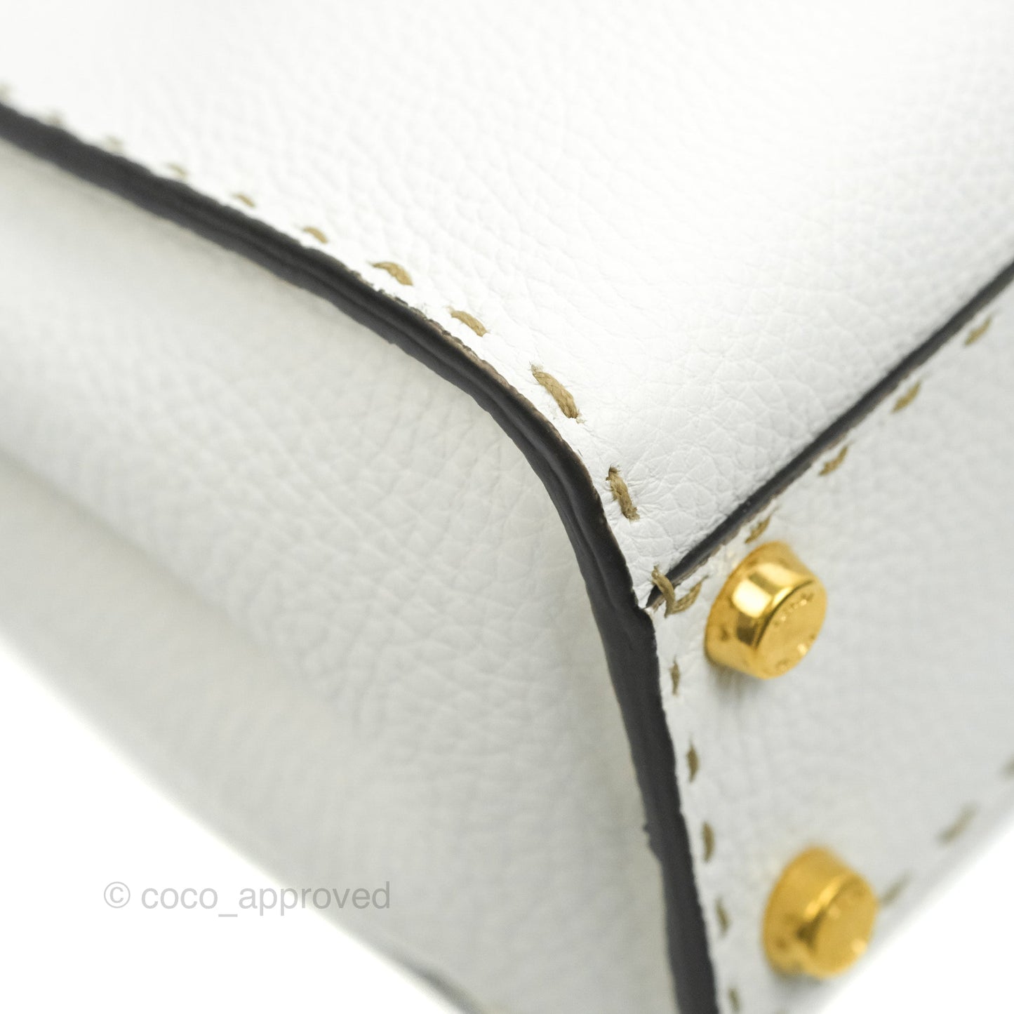 Fendi Peekaboo Mini White Grained Leather Gold Hardware