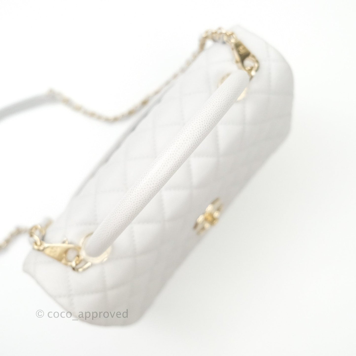 Chanel Small Coco Handle Quilted Light Grey Light Gold Hardware