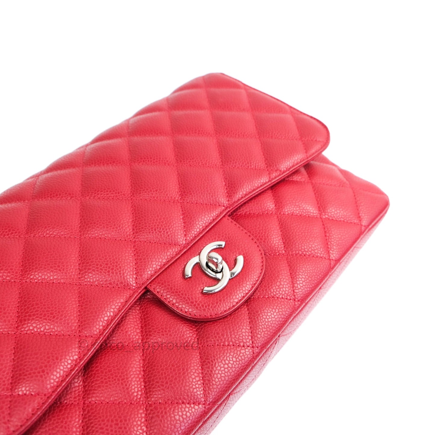 Chanel Jumbo Single Flap Red Caviar Silver Hardware⁣⁣